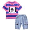 Summer Baby Boys Clothes Suit Stripe Cotton T-shirt+Jeans Short Pant 2PCS Set Kids Boys Clothing