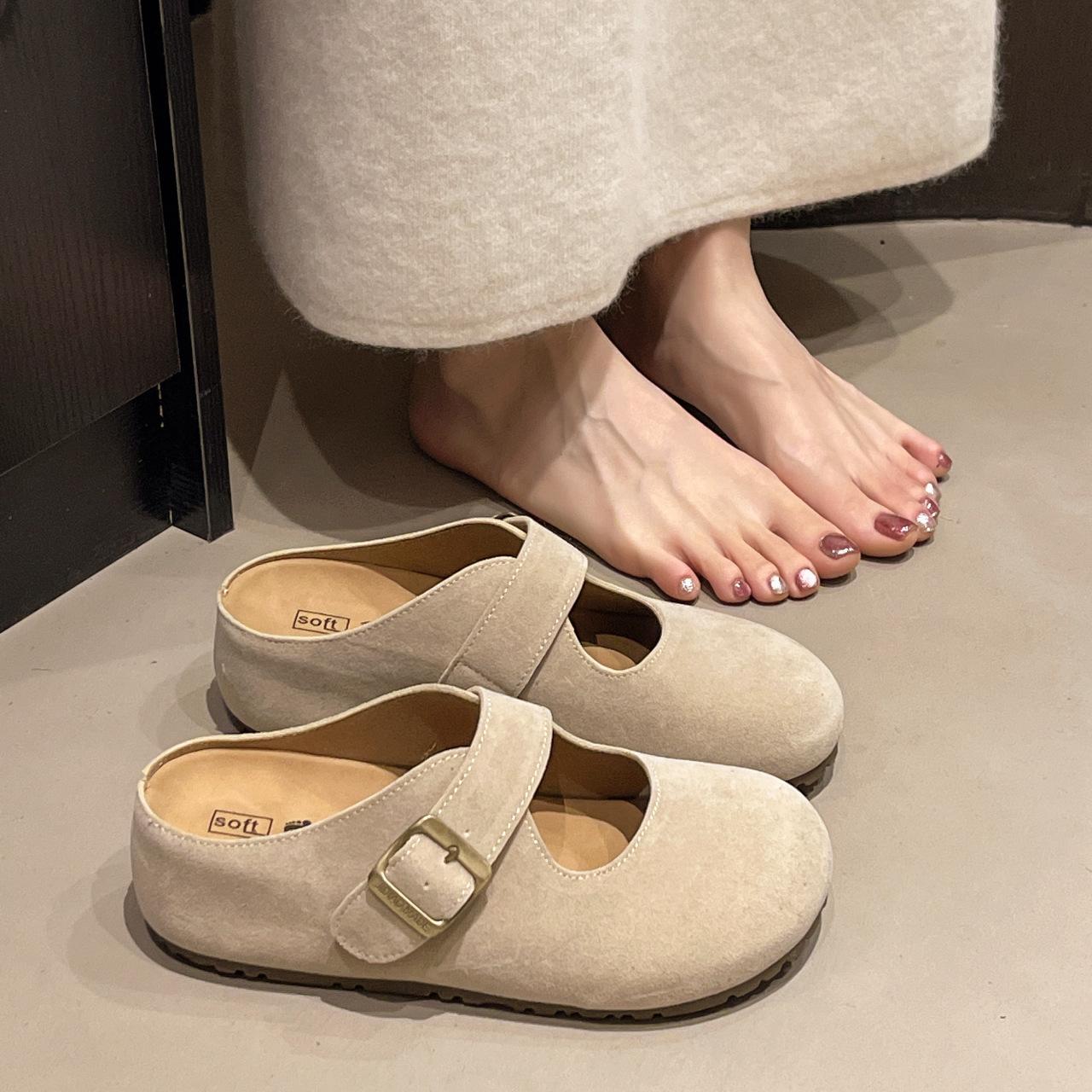 

Удобные туфли в ретро-стиле для женщин, которые можно носить весной и осенью 2025 года, новые туфли-мешки на толстой подошве с одной педалью 40 песочный