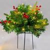 2Pcs Realistic Pine Christmas Tree Decorations With LED Lights And Durable Metal Base For Festival Display