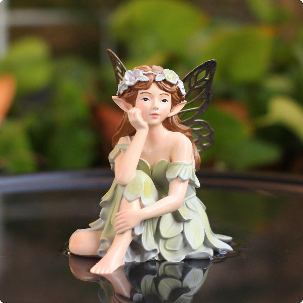 Resin Fairy Statue Gift Idea Mini Display Piece Figurine for Micro Landscape