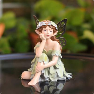 Resin Fairy Statue Gift Idea Mini Display Piece Figurine for Micro Landscape