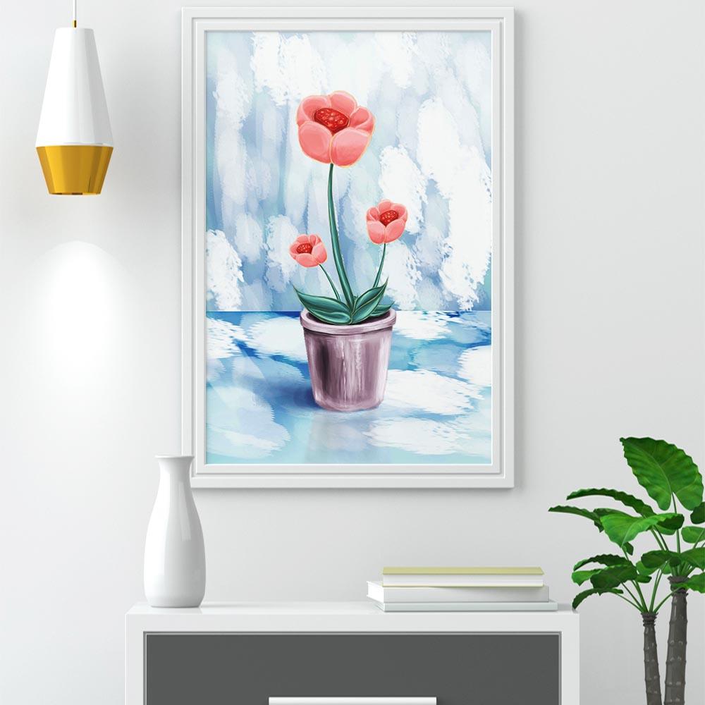 New Nordic Simple Still Life Oil Painting Flower Bonsai Art Canvas Painting Living Room Corridor Office Home Decoration Mural No Frame