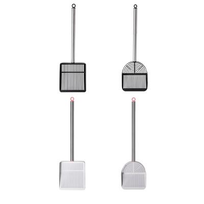 Cats Litter Scooper with Deep Shovel Handle Metal Scoops Hollow Poop Sifter Ergonomic Stainless Steel Handle