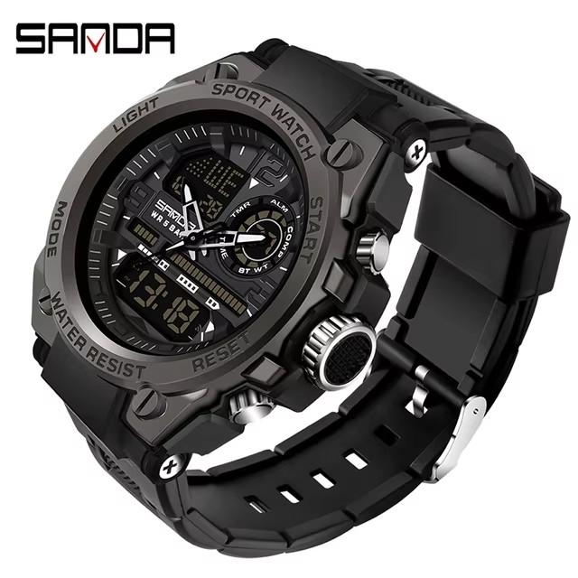SANDA 6024 2025 Top Brand Men s Watches 5ATM Waterproof Sport Digital Wristwatch Quartz Watch for Men Clock Relogio Masculino SANDA 6024