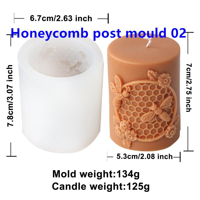 3D Relievo Flower Bee Honeycomb Cylindrical Candle Mold DIY Aromatherapy Soap Gypsum Silicone Mould Craft Gift Home Decor