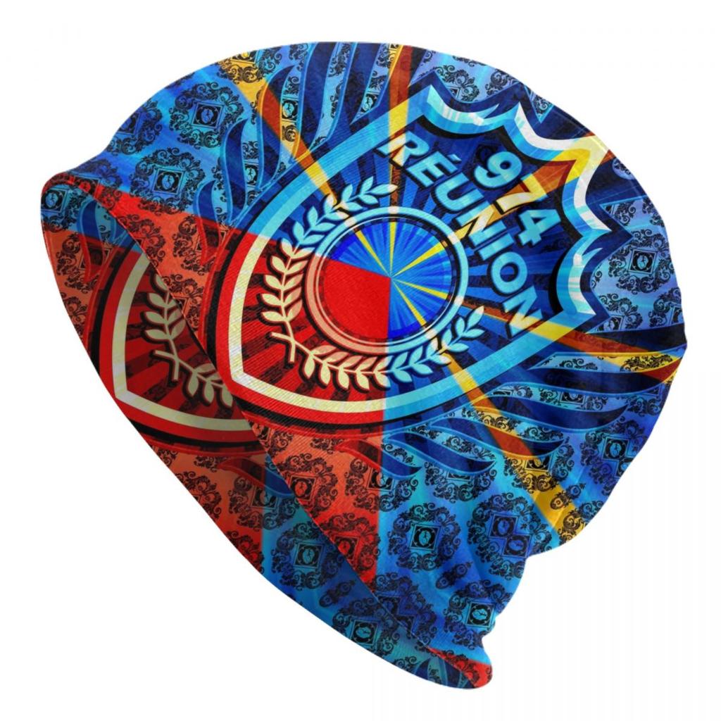 Custom Luxury 974 Reunion Island Pattern Beanie Cap Unisex Bonnet  Knitted Hats Outdoor Fleur De Lys Skullies Beanies Caps