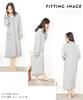 ON NISHIKI Long Sleeve Cotton Stretch Long Loungewear Size Women's Nightgown, Pajamas, Open-Front Dress, Spring/Autumn, Blend, Jersey, Length, (Gray