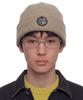 Eondeokeonteulol Winter Thick Long Beanie Knit Logo Patch Unisex Beanie Hat Beanie / Tribal Circle / D Oatmeal