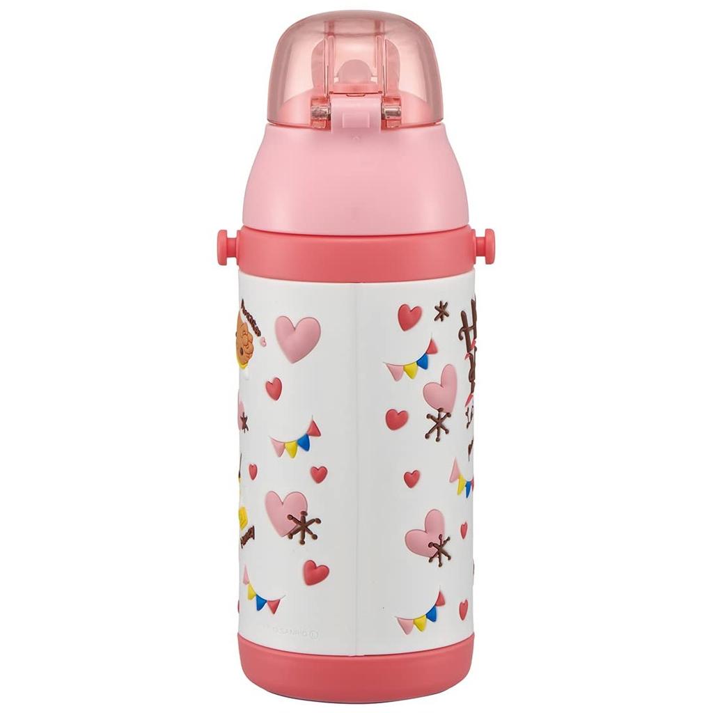Skater Stainless Steel Children's Water Bottle 380ml Straw Drinking 3D Hello Kitty Snack Time SSPV4 Sanrio-A