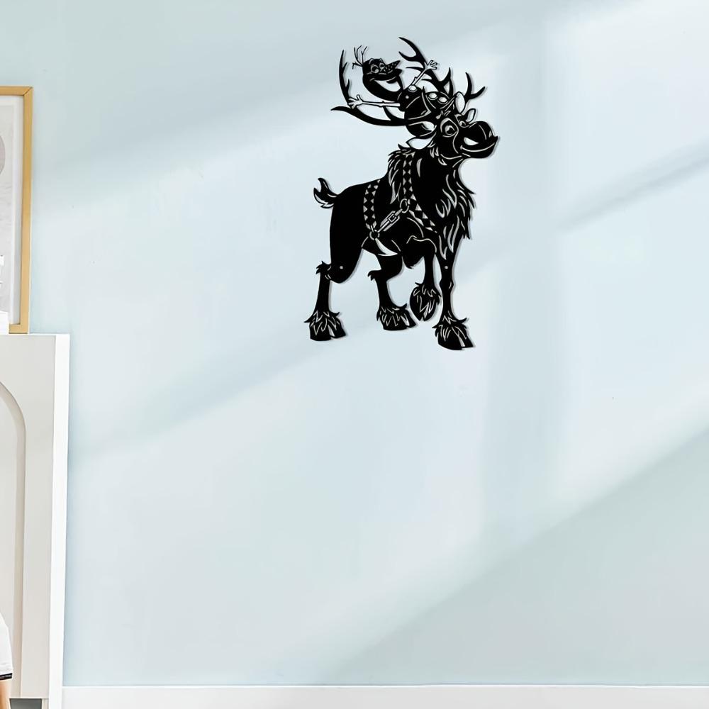 Rustic Deer Metal Wall Sculpture Wrought Iron Stag Antlers Outdoor Decor for Living Room Bedroom Garden Patio Modern Farmhouse