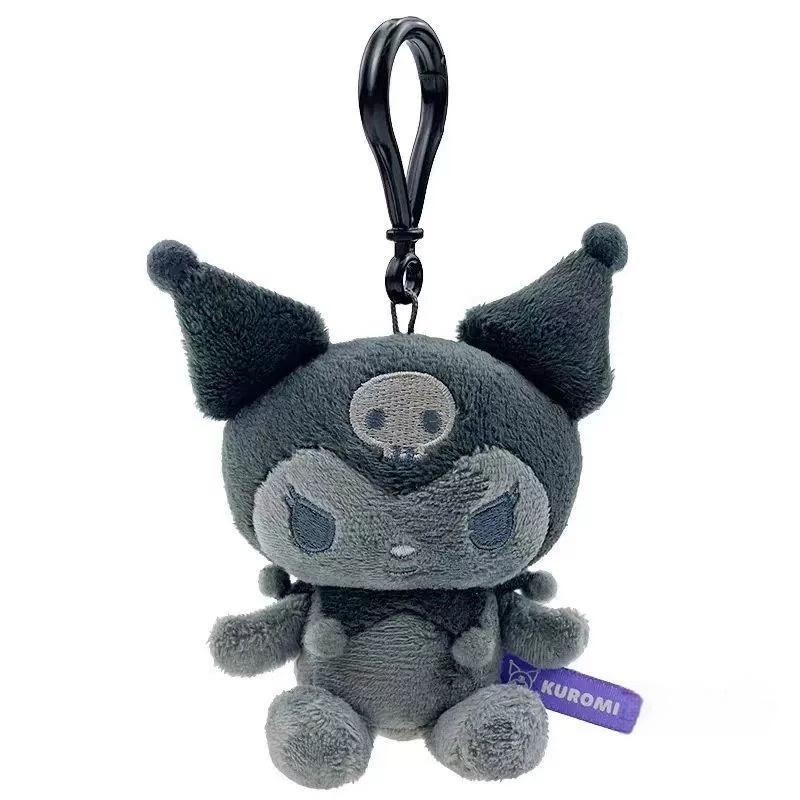 Cute Anime Figurine Kuromi Ugly Fish Full Black Dark Gray Carbon Black Series Plush Keychain Pendant Plaything Bag Present For Girls