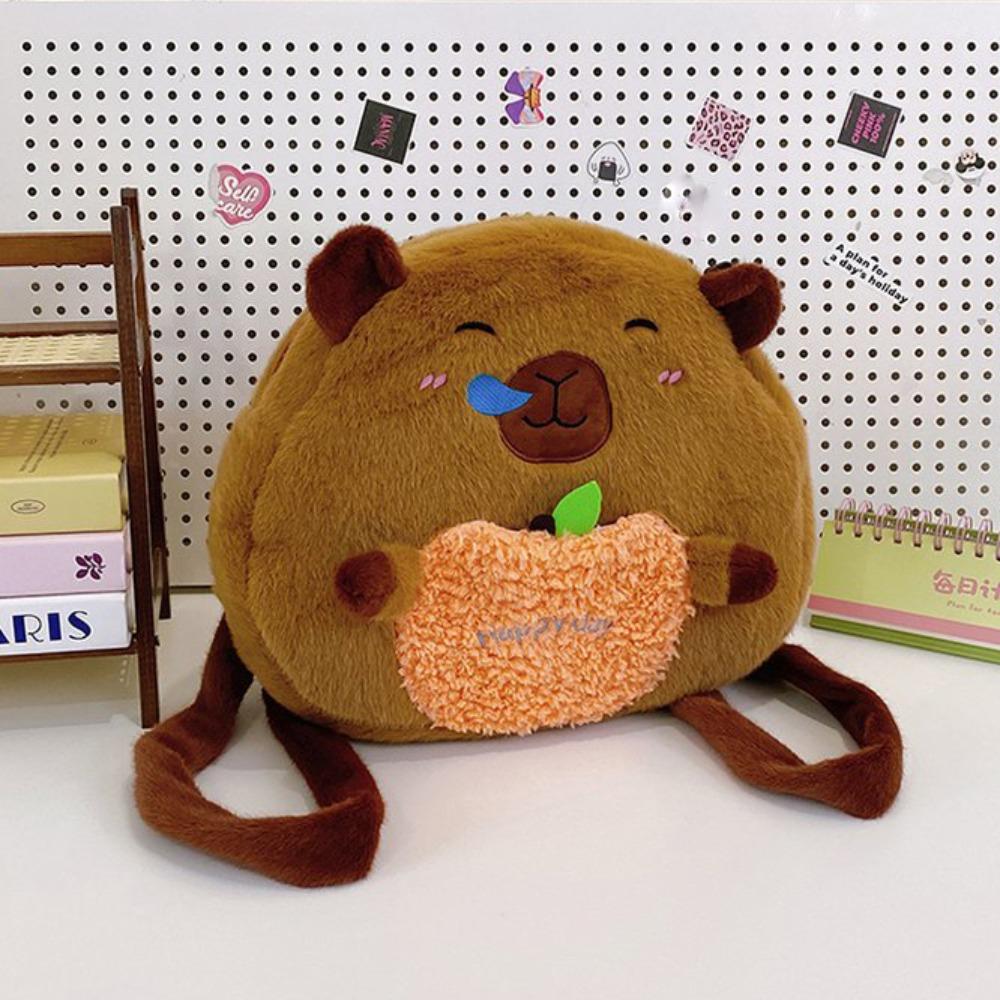 Soft Capyabra Backpack Plush Cartoon Doll Bag Storage Bag Capyabra Plush Bag  Students