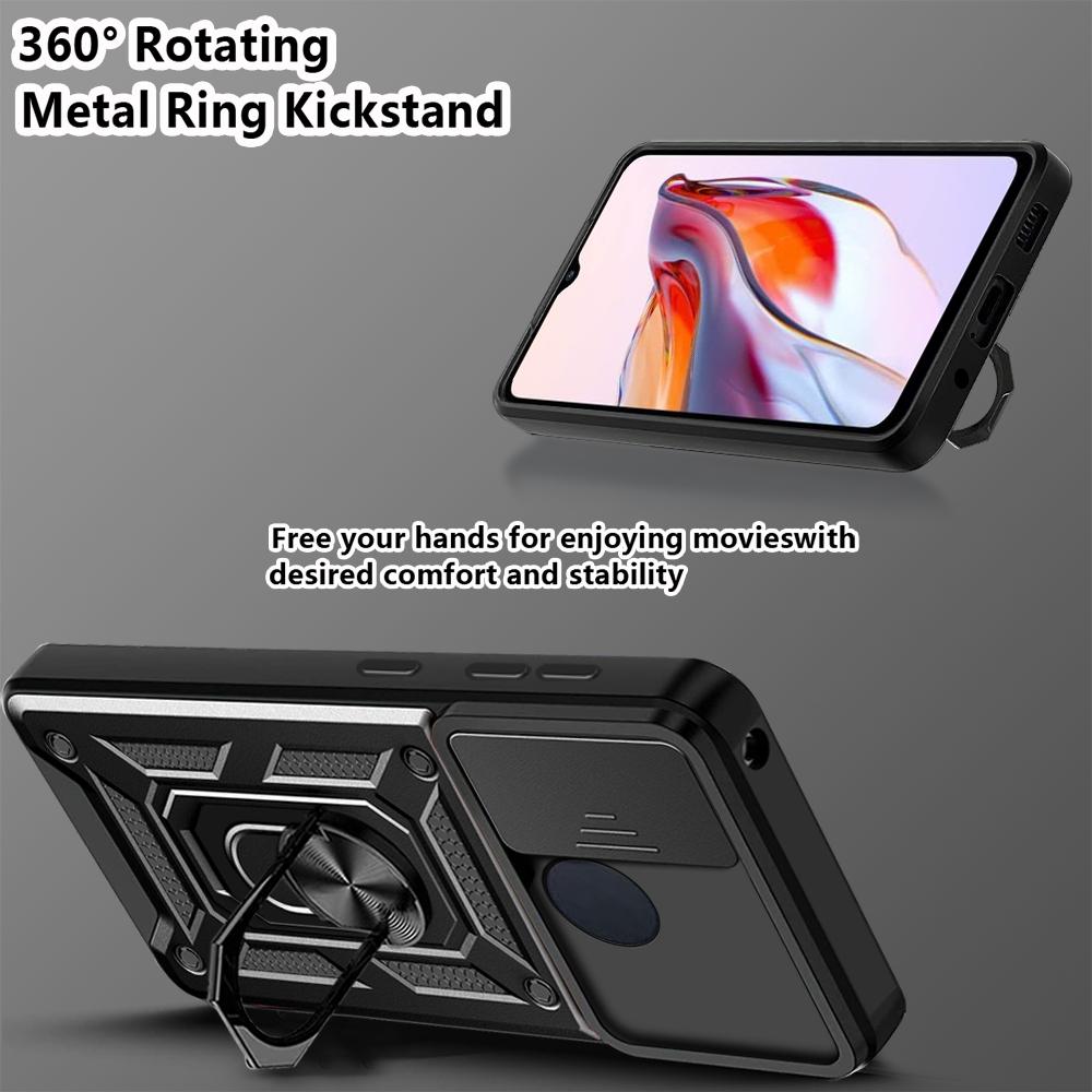 For Xiaomi Redmi 12C 4G Kickstand Phone Case PC+TPU Cover with Slide Camera Lid