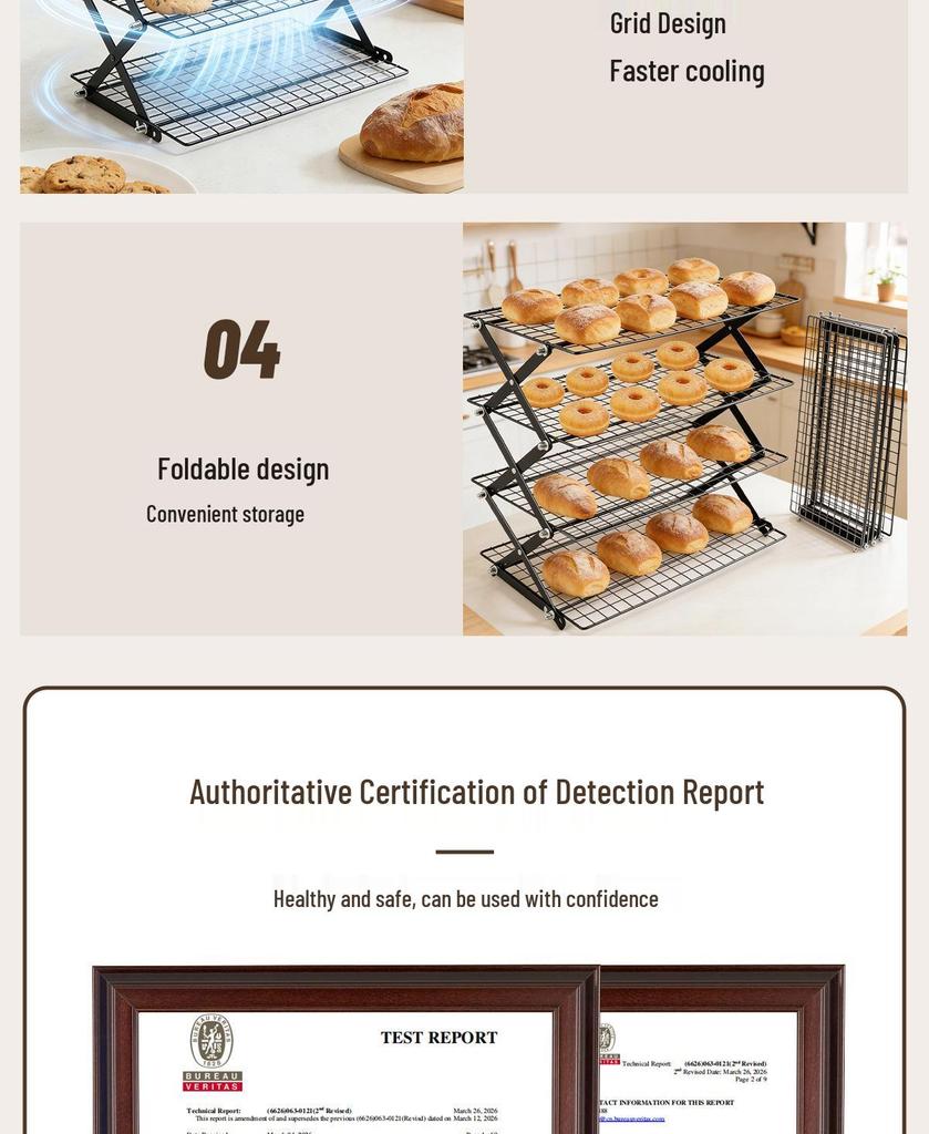 Adjustable Foldable Multi-layer Cooling Rack for Bread and Cake Baking