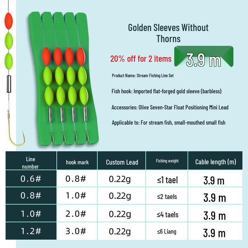 Golden Sleeve Akita Fox Stream Three-Bead Float for Small Fish: Crucian Carp, Rockfish, Minnow, Seven-Star Float Fishing Line Set