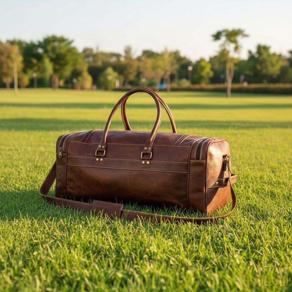 Newly Handmade Vintage Genuine Goat Leather Travel Duffel Luggage Cross Body Bag