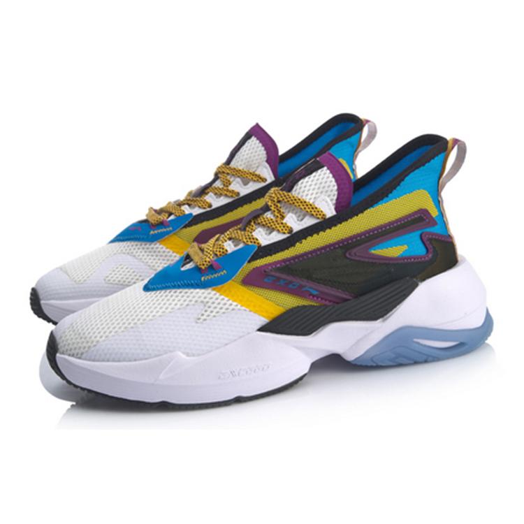New LiNing Transcend Anti Slip Wear Resistant Low Top Running Shoes Men's White Blue AGLQ029-3