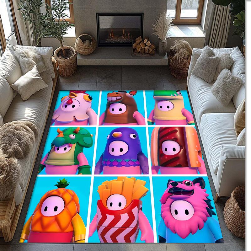 Fall Guys Crystal Velvet Rug, Soft Anti‑Slip Crystal Velvet Carpet for Living Room Bedroom Home Decor