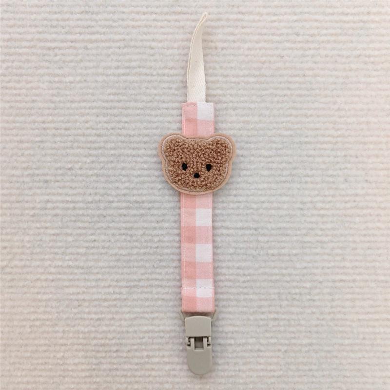Little Bear Plaid Pacifier Clip - Anti-Drop & Anti-Lost Holder for Baby Toys