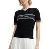 FILA Refreshing Comfortable Literary Style Versatile Slim Fit V-Neck Retro Letter Short Sleeve Knitted Top Women tops Legendary-Blue F11W523411FNV