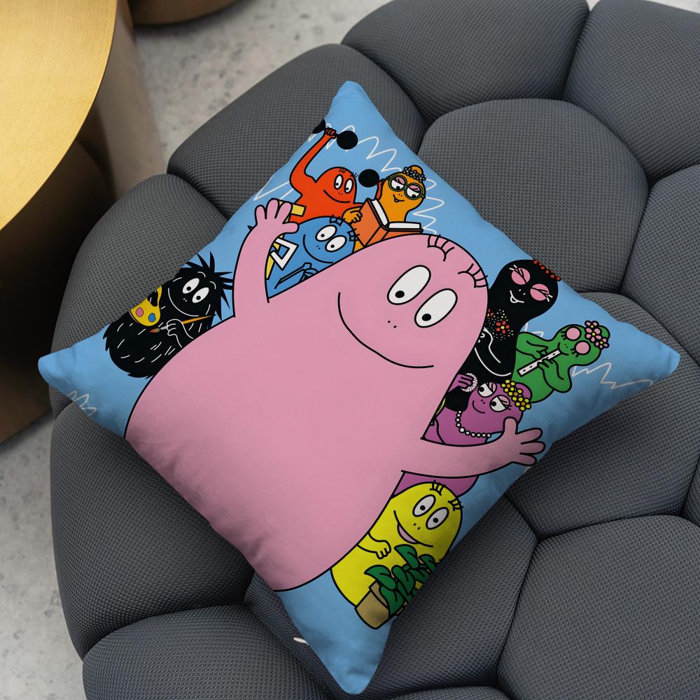 Cute cartoon B-B-Barbapapas Cushion Cover Reversible Plush Pillow Cover – For car, sofa, bedroom, perfect as a gift.