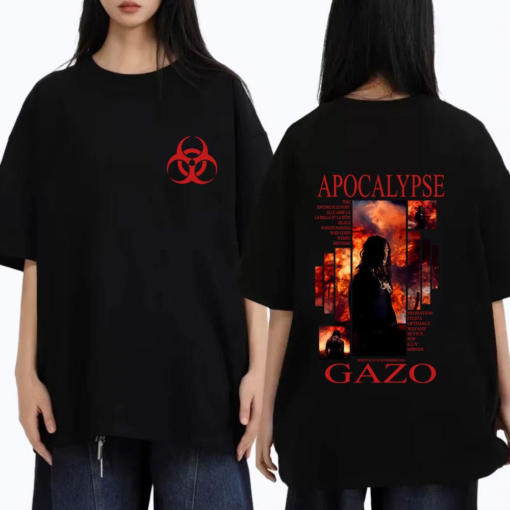 Rapper Gazo APOCALYPSE Album Tshirt Unisex Women Hip Hop Fashion Pop Music Streetwear Male Casual Oversized Short Sleeve T Shirts