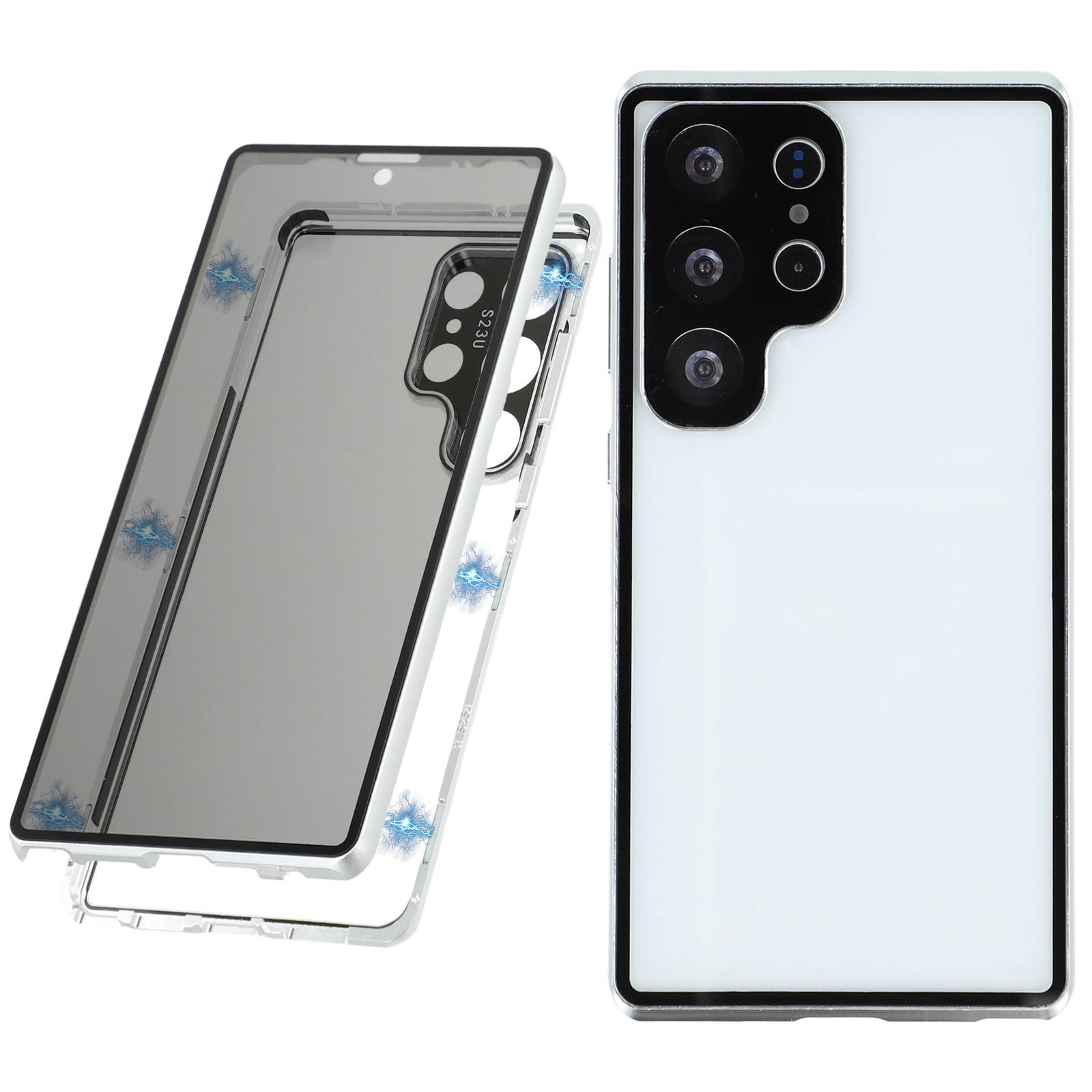 

For Samsung Galaxy S25 Ultra Case with Anti-Spy Screen Protector/Lens Film Tempered Glass Metal Phone Cover Silver