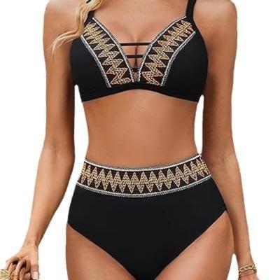 Women’s High-Waist Tankini Bathing Suit Sexy V Neck Bikini Set, Strappy Swimsuit Two-Piece Push-Up Swimwear