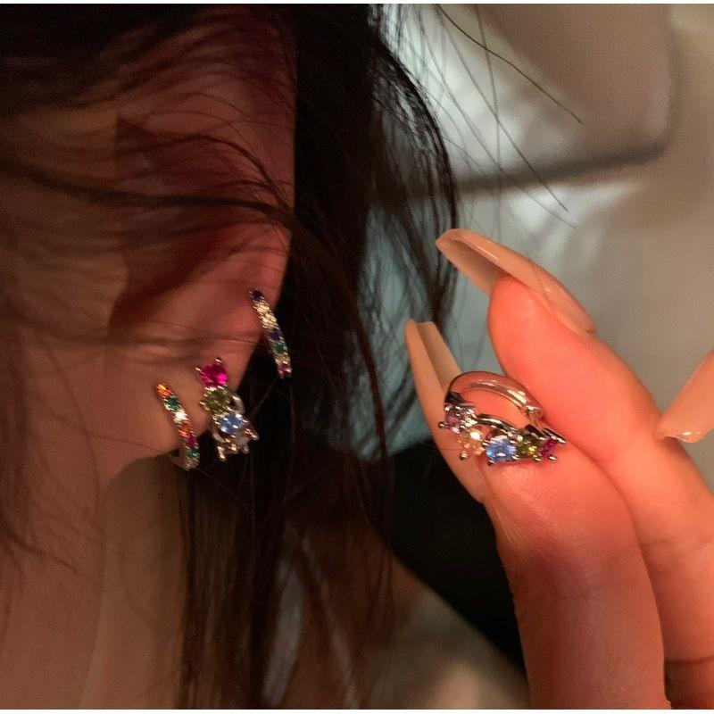 

Fashionable 4-Piece Set Color Women s Fancy Zircon Silver 4 Color earrings