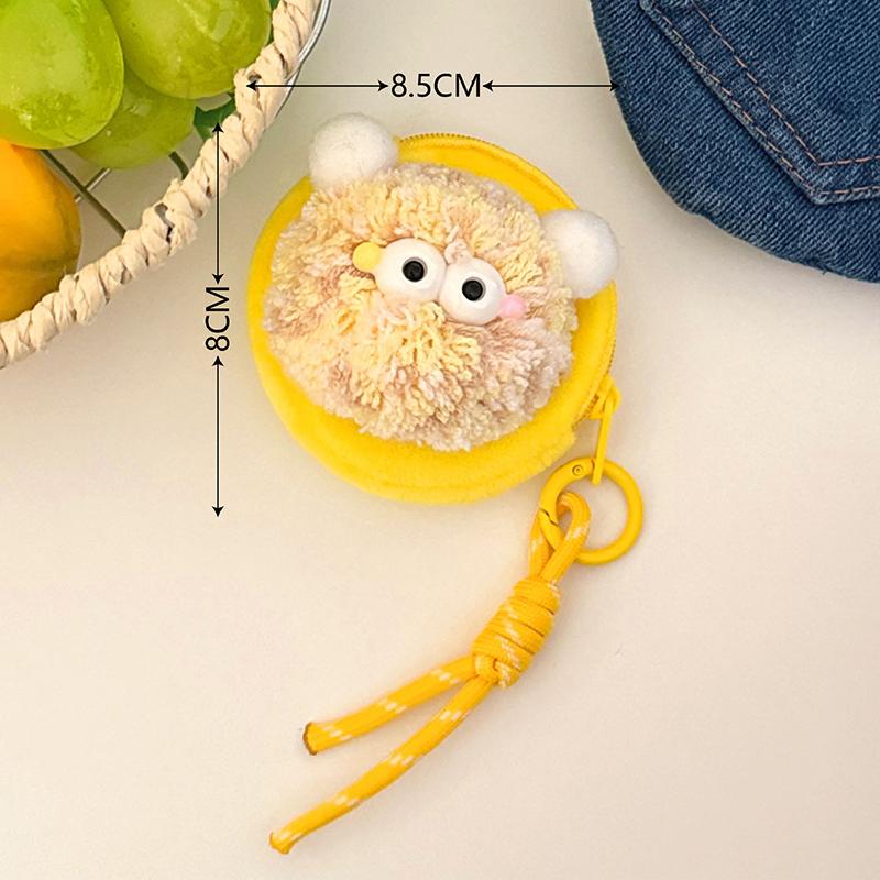 Creative Cute Fur Ball Coin Purse Cartoon Plush Doll Earphone Bag Key Pendant Backpack Hanging Decoration Couple Gifts