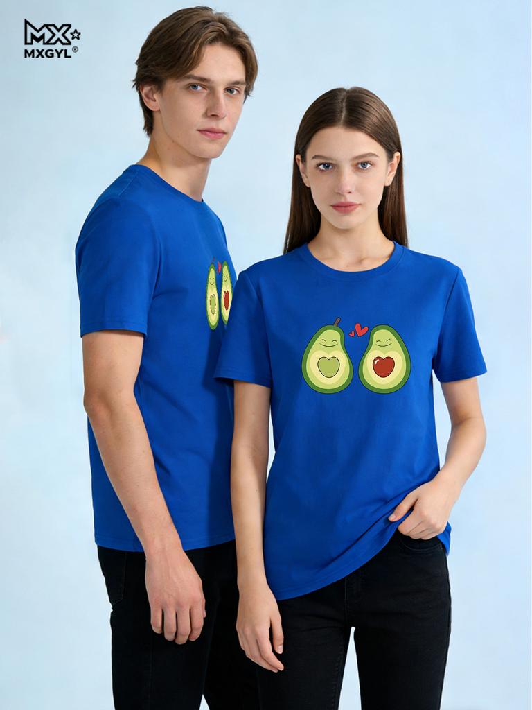 Short Sleeve Avocado Graphic Tee Cute Style Lovely Clothes Summer Ladies Print Fashion Couple Tops Clothing Female T-shirts