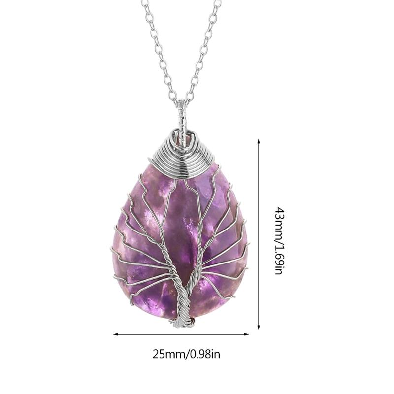 Water Drop Shaped Necklace Pendant Necklace Crystal Stone Jewelry Crystal Stone Material Necklace Jewelry Gift for Women