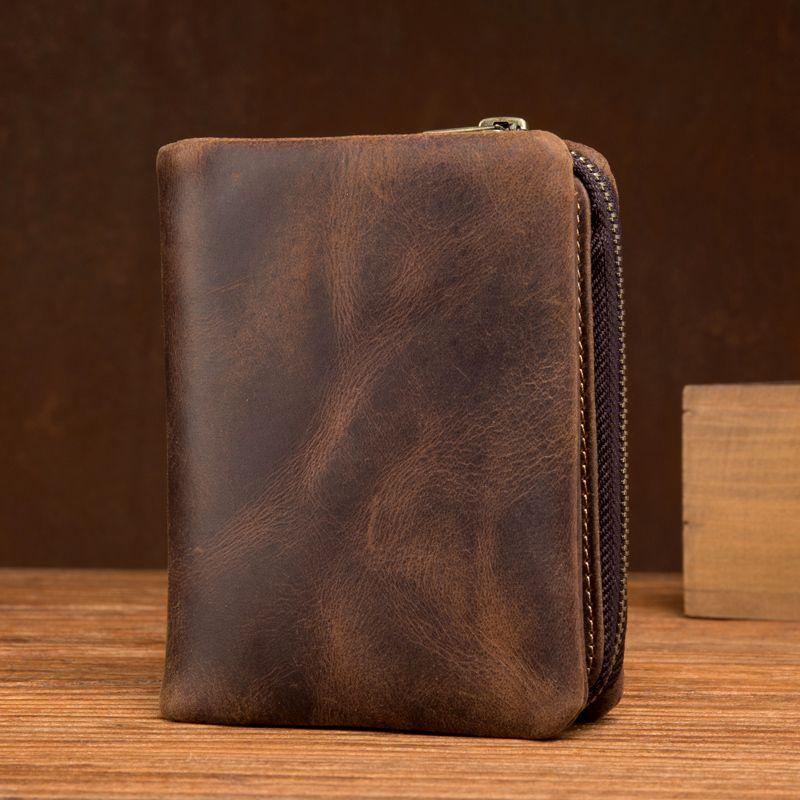 

Slow Time Handmade Vertical Distressed Men s Crazy Horse Leather Brown