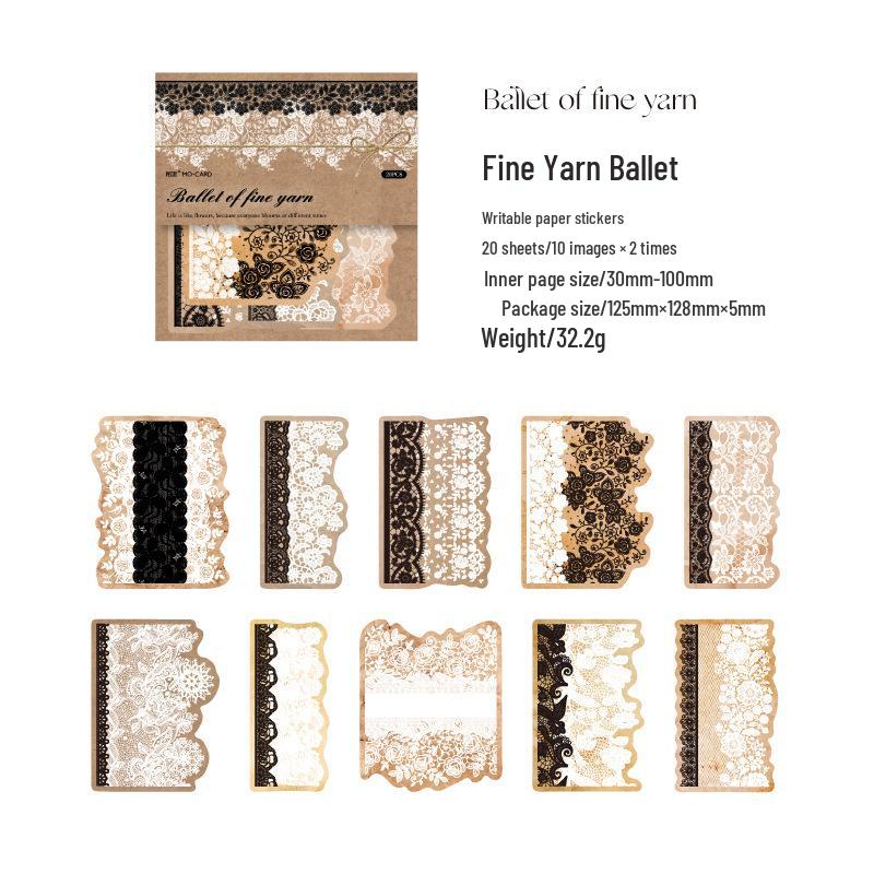 Yellowed Lace Sticker Pack: Large Lace Journal DIY Decorative Borders (6 Types)