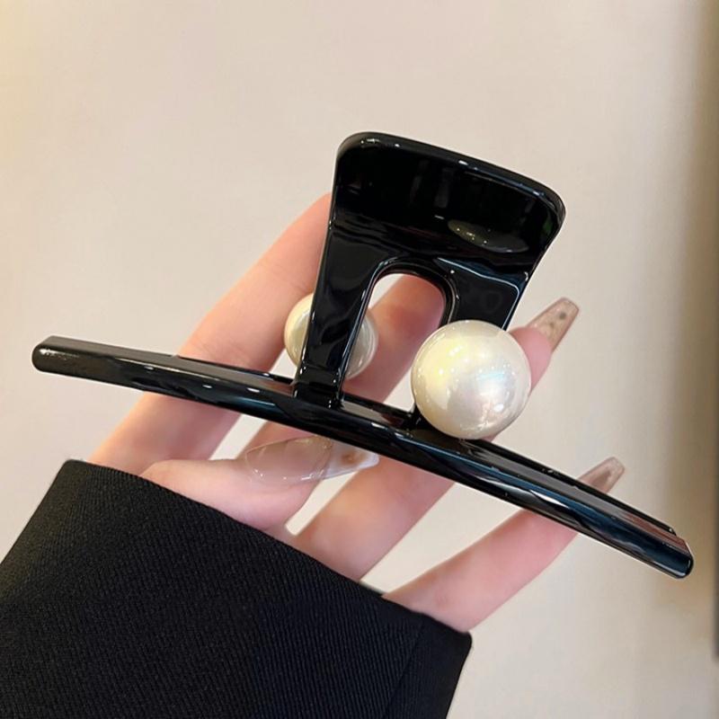 Große rote Perlenhaarspange für Damen Mädchen Kopfschmuck Einfache Haarnadel Haarvolumen Hai-Klammer Haarspange Hinterkopf Haaraccessoires