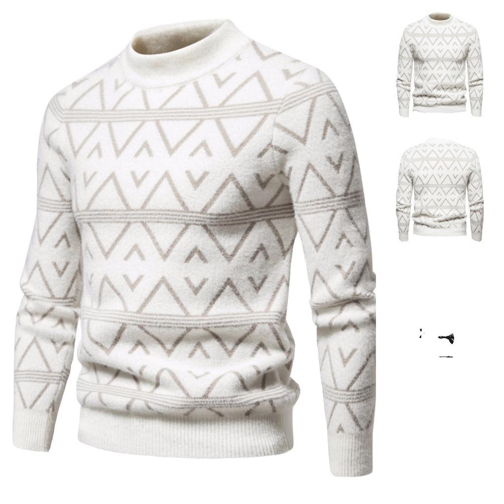Hot Sale, Autumn and Winter New Printed Crew Neck Sweater, Men's Bottom Knitted Sweater Sweater