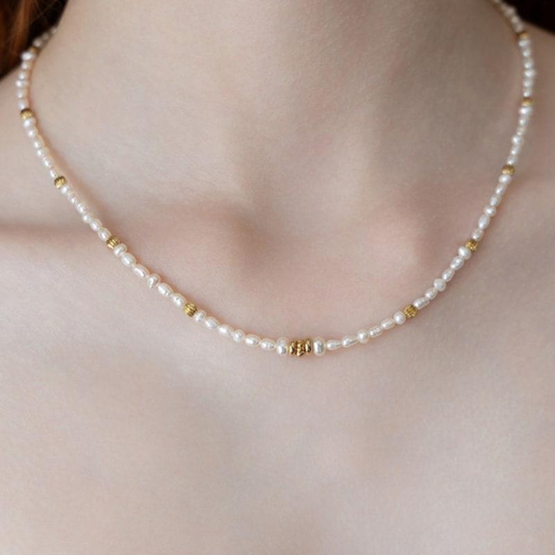 Tatiana Gold Dot Freshwater Pearl Necklace NZ2489