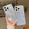Little Flower Love Hearts Print Glitter Glossy Case For iPhone 16 15 Pro 14 Pro Max 13 12 11 Luxury Stars Pattern Shockproof Slim Clear Phone Cover