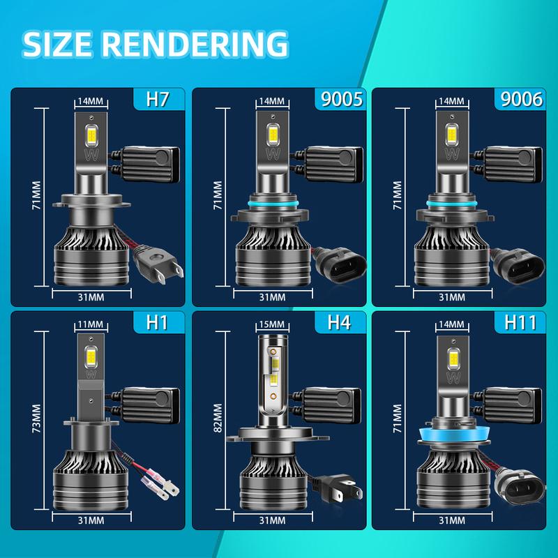 2x 300W 80000LM H1 H4 H7 H11 LED Headlight Bulbs 9005 HB3 9006 HB4 H8 H9 Turbo Car Headlamps 6000K Headlights Bulb For Auto Lamp