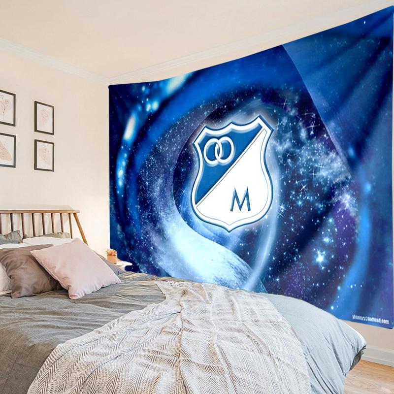 Blue And White Shield Millonarios Tapestry, Unique Design Tapestry, Wall Decor for Bedroom,Livingroom, Playroom,Heartwarming Fan Holiday Gifts