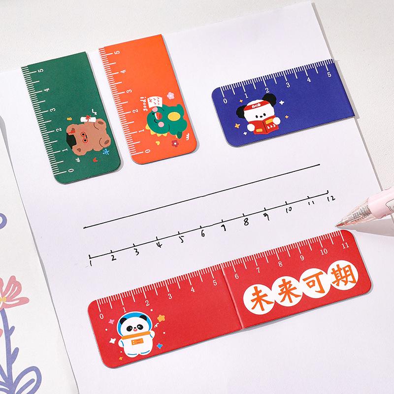 Creative Cartoon Magnetic Ruler Bookmark - Folding Page Holder for Students and Children, Ideal Stationery Gift