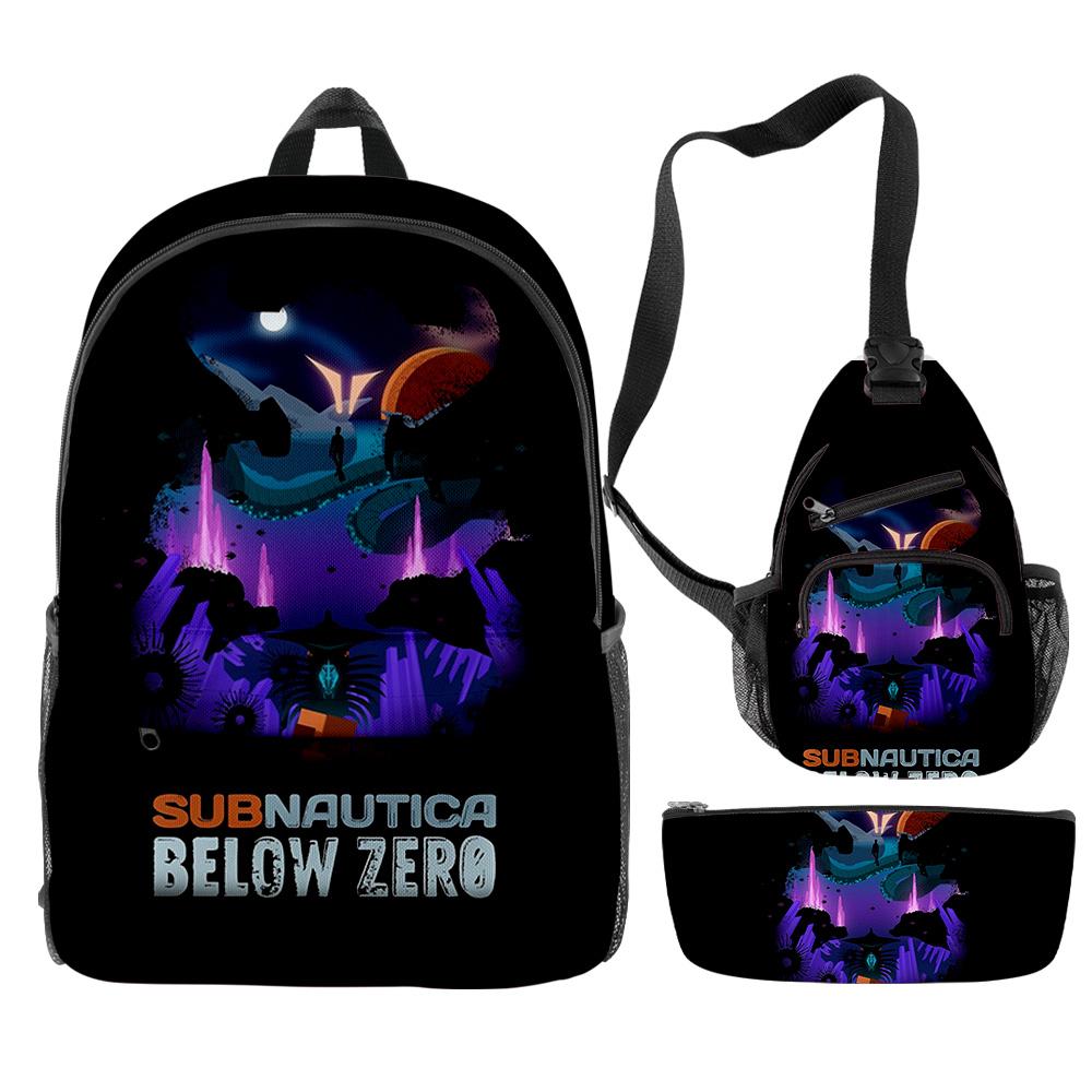 Beliebte Neuheit Cool Subnautica Below Zero 3D-Druck 3 Stück/Set Schülerrucksäcke Reise-Laptop-Rucksack Brusttasche Federmäppchen