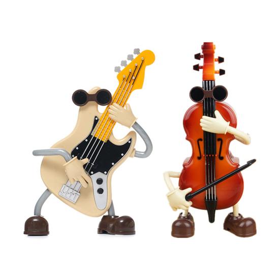 Swing Cartoon Cello Music Box Classic Melody Automatic Shaking Guitar Wind-up Musical Box Home Office Bedroom Desktop Decoration Ornament