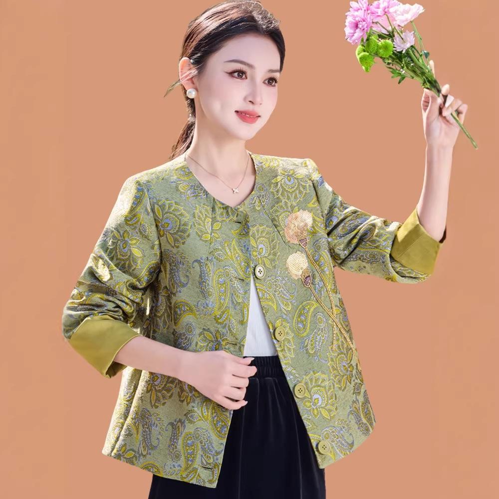 2026 Chinese Style Spring Jacket for Middle-aged & Elderly Women