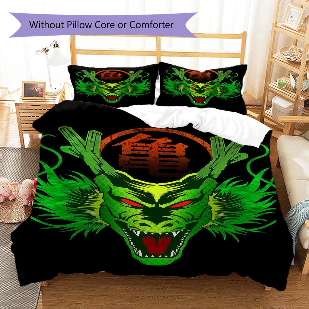 Shenron Pattern Bedding,Quilt Set Quilt Cover Pillowcase Home Birthday Gift (1 * duvet cover + 2 * pillowcase, without core)