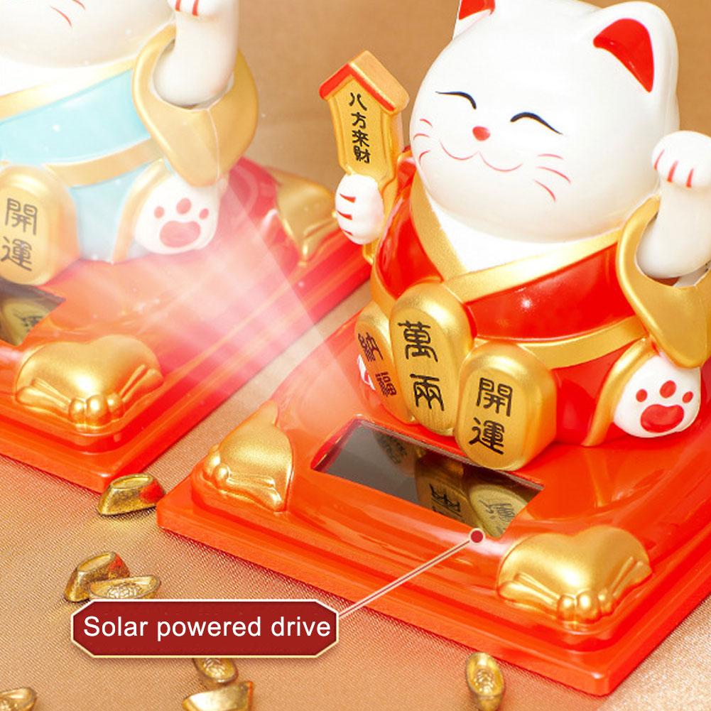 Zhaocai Cat Decoration With Solar Energy Automatic Shaker Creative Cake Decoration Gifts Lucky Cat Statue
