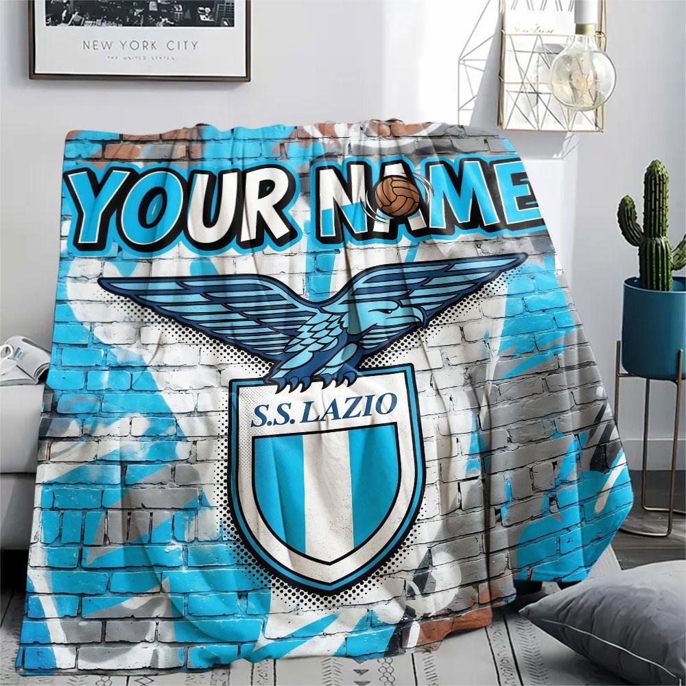 Custom Name,SS Lazio Printed Flannel Blanket, Soft Throw for Bedroom Sofa, Washable, Christmas Present, Great Gift.