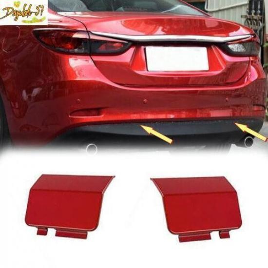 For Mazda 6 2013 2013- Red ABS Car Rear Bumper Tow Hook Cap Cover Trim Pair
