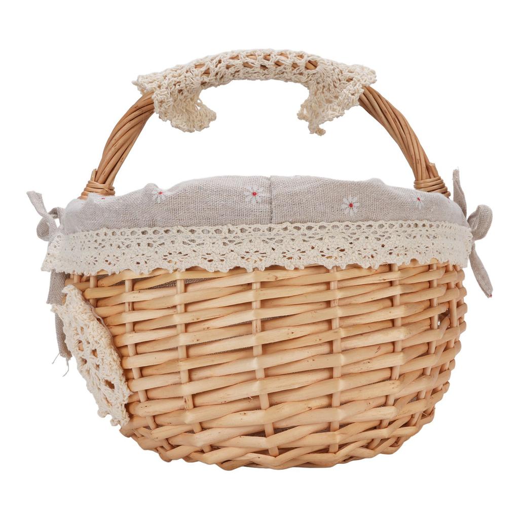 Picnic Basket with Removable Liner Hand Woven Empty Picnic Hamper Basket with Handle for Easter Camping Wedding Gathering
