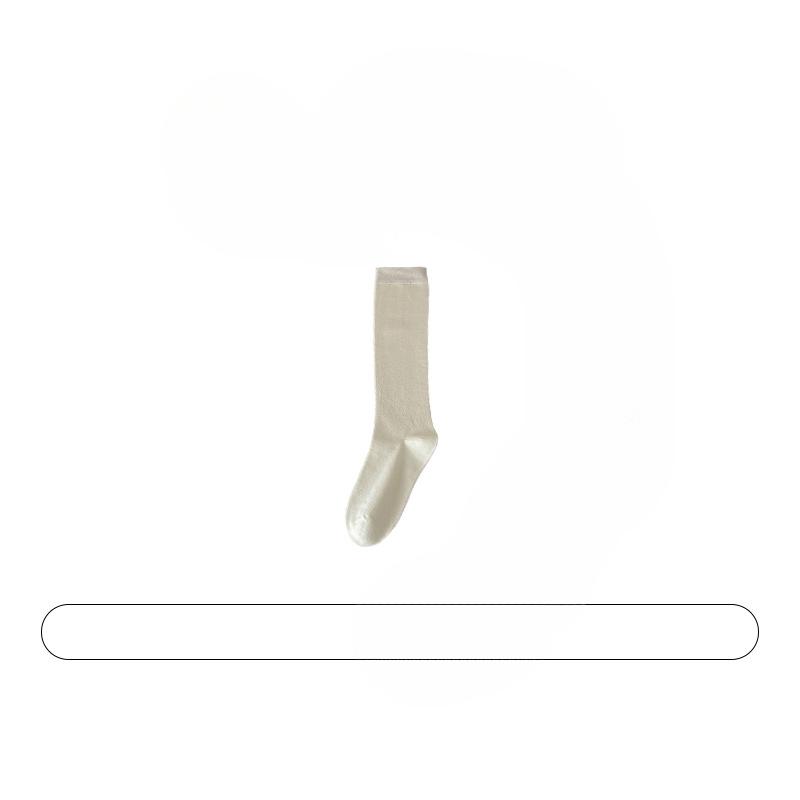 Female Spring and Summer Pure Color Boneless Thin Breathable Long Leg Pile Socks